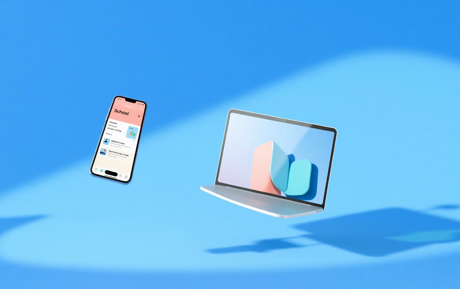 3D render of a phone and laptop showing the school app