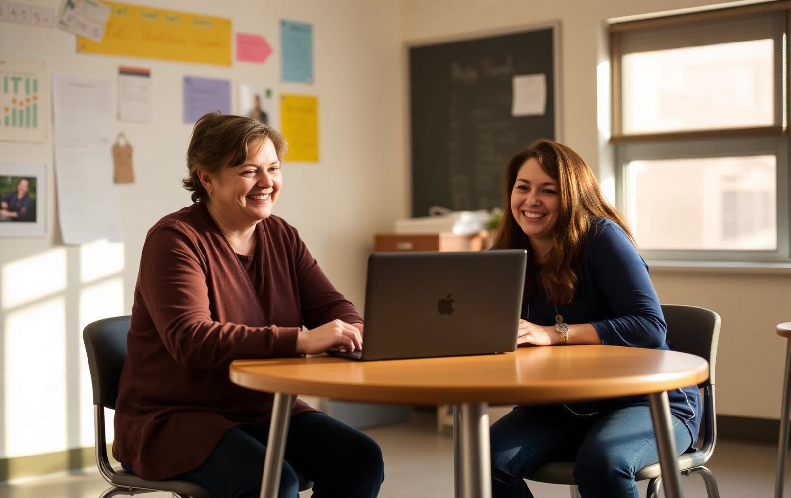 A teacher meeting parents at a parent-teacher conference