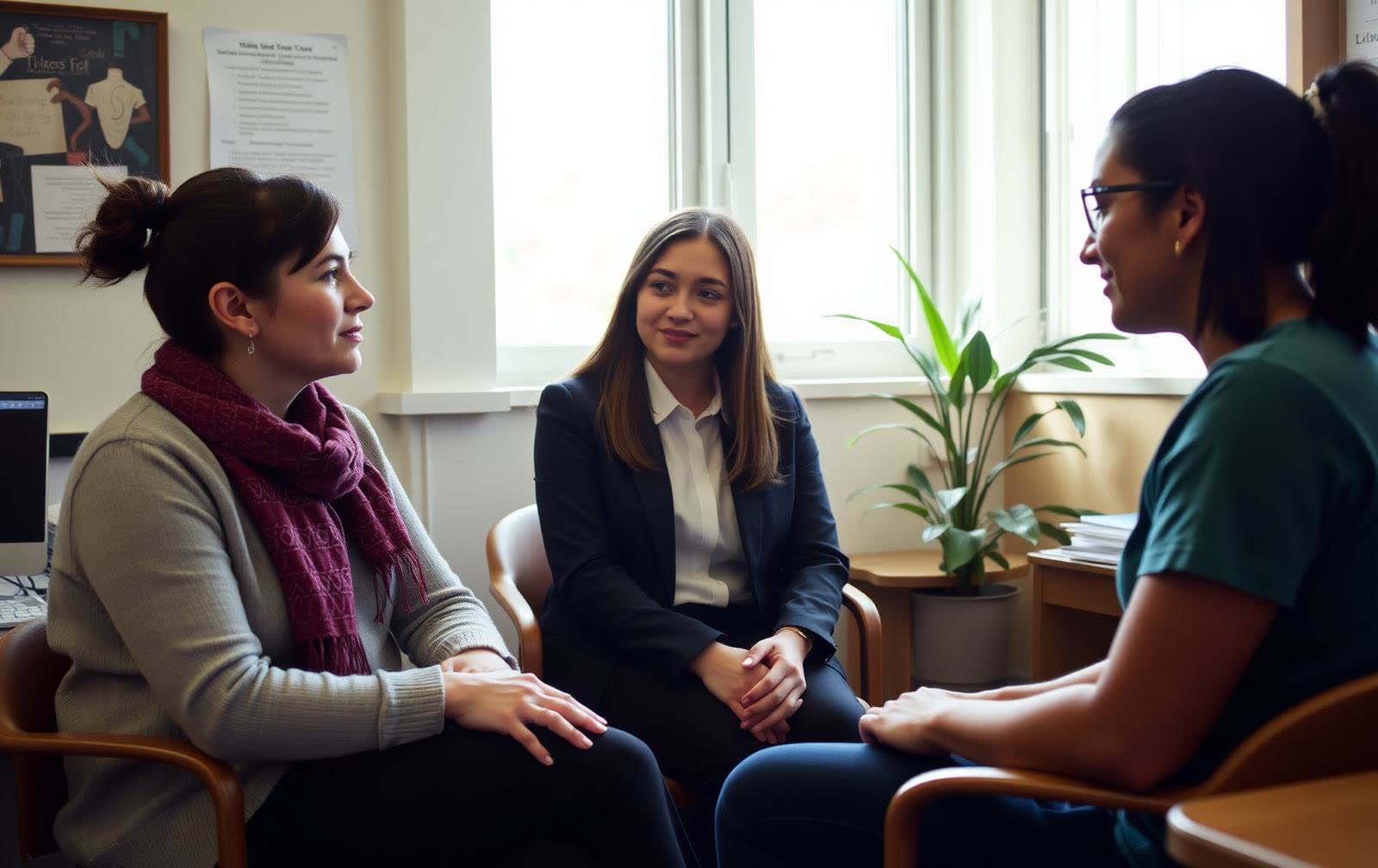 Counsellor talking with a student in a quiet office