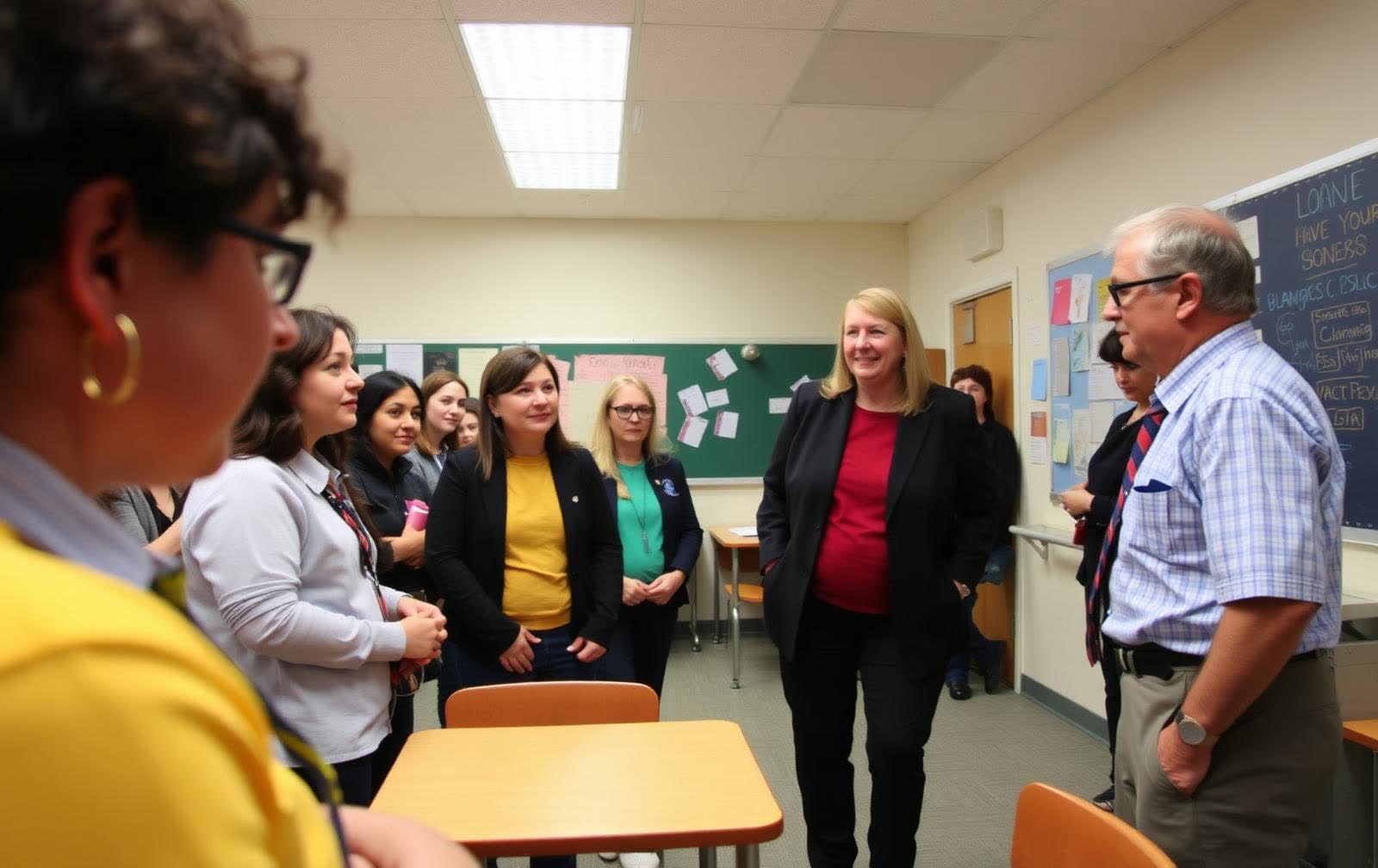 Parents touring a classroom on a school open day