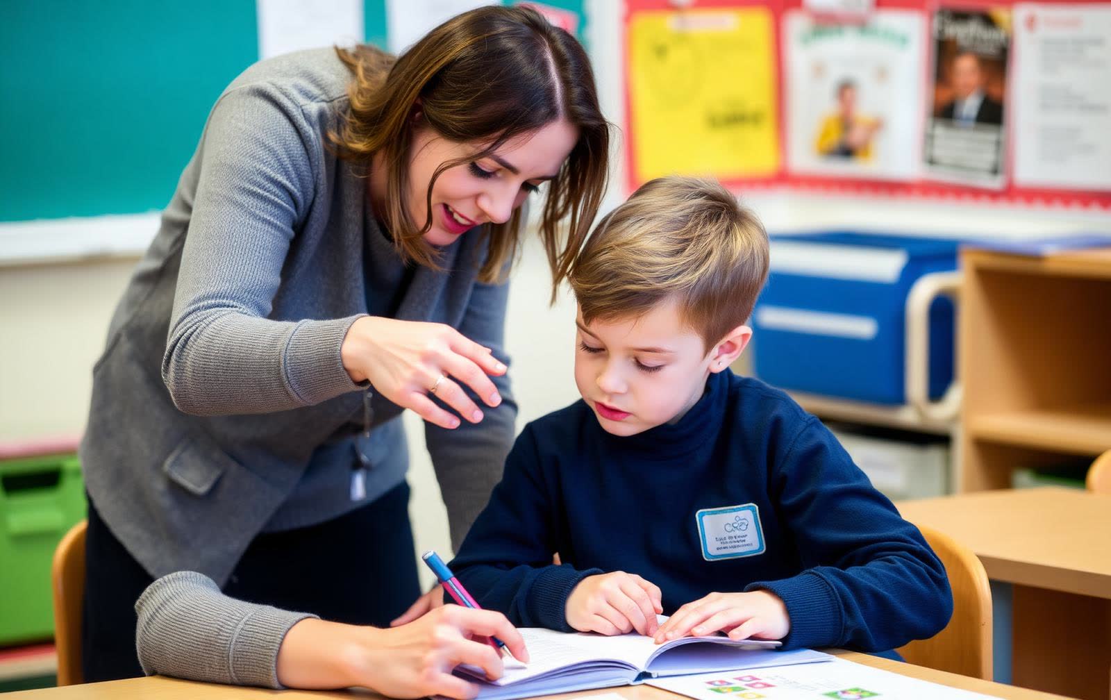 Teaching assistant supporting a young learner