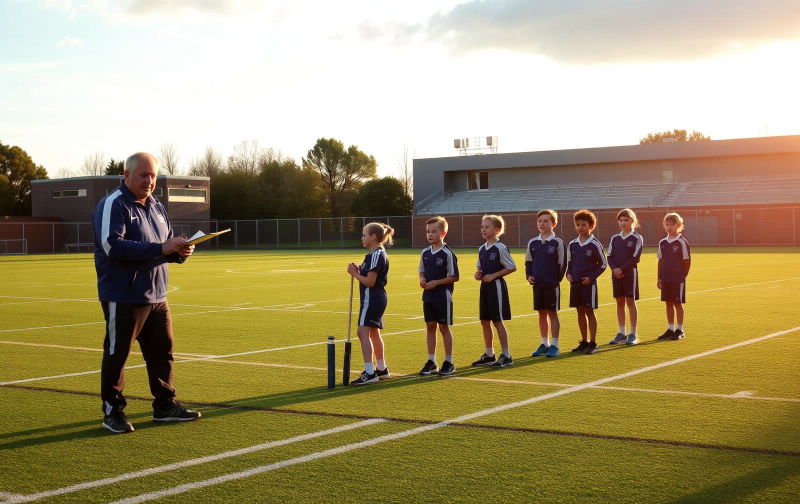 Students playing sport on a school field